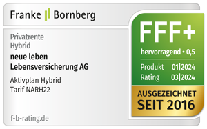 Das Siegel "FFF+/ hervorragend" der Ratingagentur Franke & Bornberg bestätigt die gute Bewertung. 